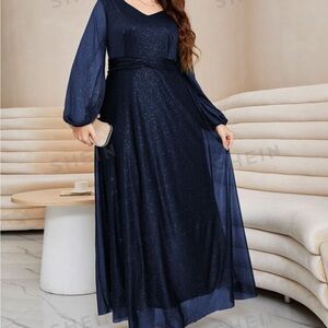 Navy with Gold Shimmer Dress